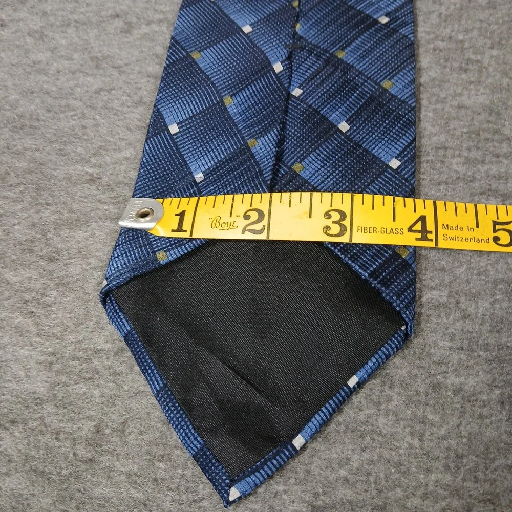 Alfani Necktie Mens‎ One Size Blue Silk Geometric Grid Pattern Professional Tie